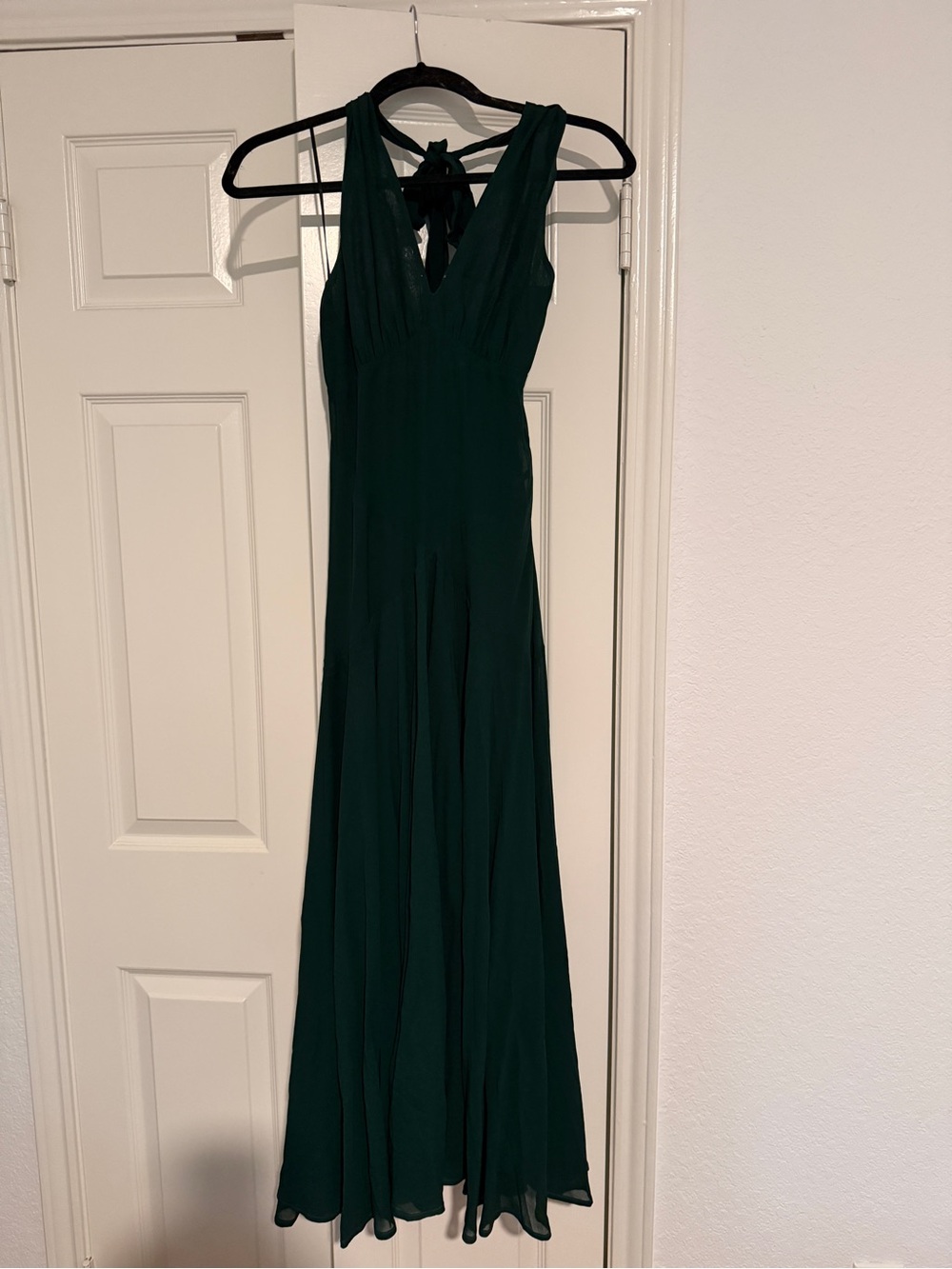 Reformation Dark Green V-Neck Maxi Dress with Back Tie - Picture 9 of 10
